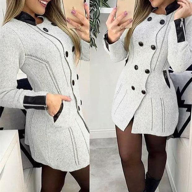 Women's Graceful And Fashionable Double-breasted Woolen Coat