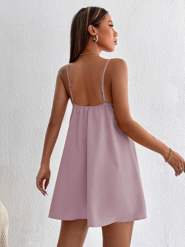 PETITE Solid Backless Cami Summer Dress