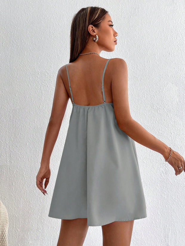 PETITE Solid Backless Cami Summer Dress