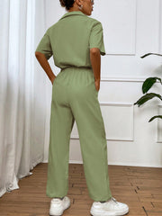 Flap Pocket Drop Shoulder Shirt Jumpsuit