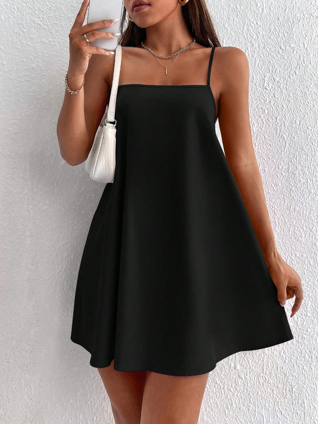 PETITE Solid Backless Cami Summer Dress