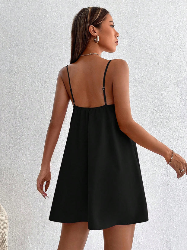 PETITE Solid Backless Cami Summer Dress