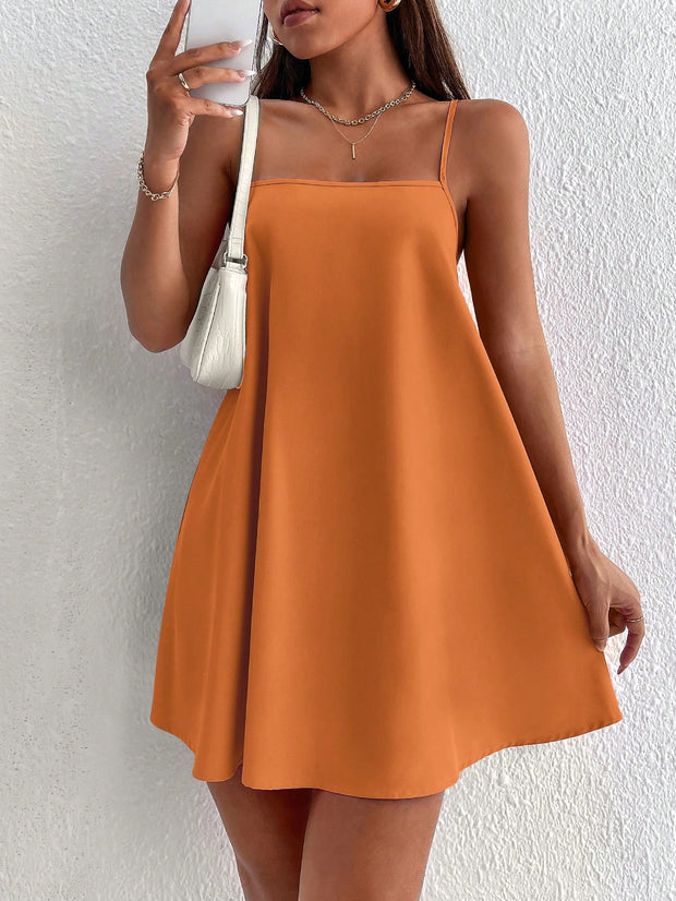 PETITE Solid Backless Cami Summer Dress