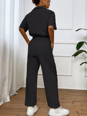 Flap Pocket Drop Shoulder Shirt Jumpsuit