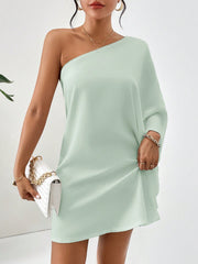 LUNE One Shoulder Batwing Sleeve Dress