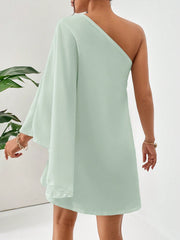 LUNE One Shoulder Batwing Sleeve Dress