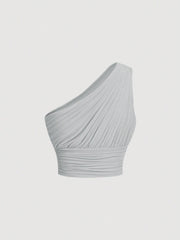 MOD One Shoulder Ruched Elasticity Slim Fit Crop Top